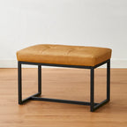 Pouf ottoman capitonné, simili cuir, une place – Noir / Marron / Vert chasseur / Bleu marine / Fauve