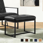 Pouf ottoman capitonné, simili cuir, une place – Noir / Marron / Vert chasseur / Bleu marine / Fauve