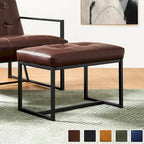 Pouf ottoman capitonné, simili cuir, une place – Noir / Marron / Vert chasseur / Bleu marine / Fauve