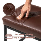 Pouf ottoman capitonné, simili cuir, une place – Noir / Marron / Vert chasseur / Bleu marine / Fauve