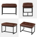 Pouf ottoman capitonné, simili cuir, une place – Noir / Marron / Vert chasseur / Bleu marine / Fauve