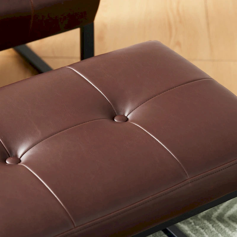 Pouf ottoman capitonné, simili cuir, une place – Noir / Marron / Vert chasseur / Bleu marine / Fauve