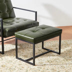 Pouf ottoman capitonné, simili cuir, une place – Noir / Marron / Vert chasseur / Bleu marine / Fauve