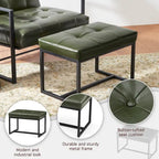 Pouf ottoman capitonné, simili cuir, une place – Noir / Marron / Vert chasseur / Bleu marine / Fauve