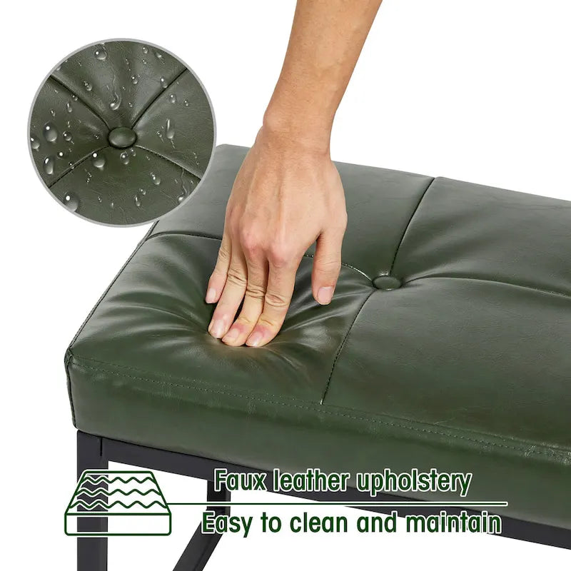 Pouf ottoman capitonné, simili cuir, une place – Noir / Marron / Vert chasseur / Bleu marine / Fauve