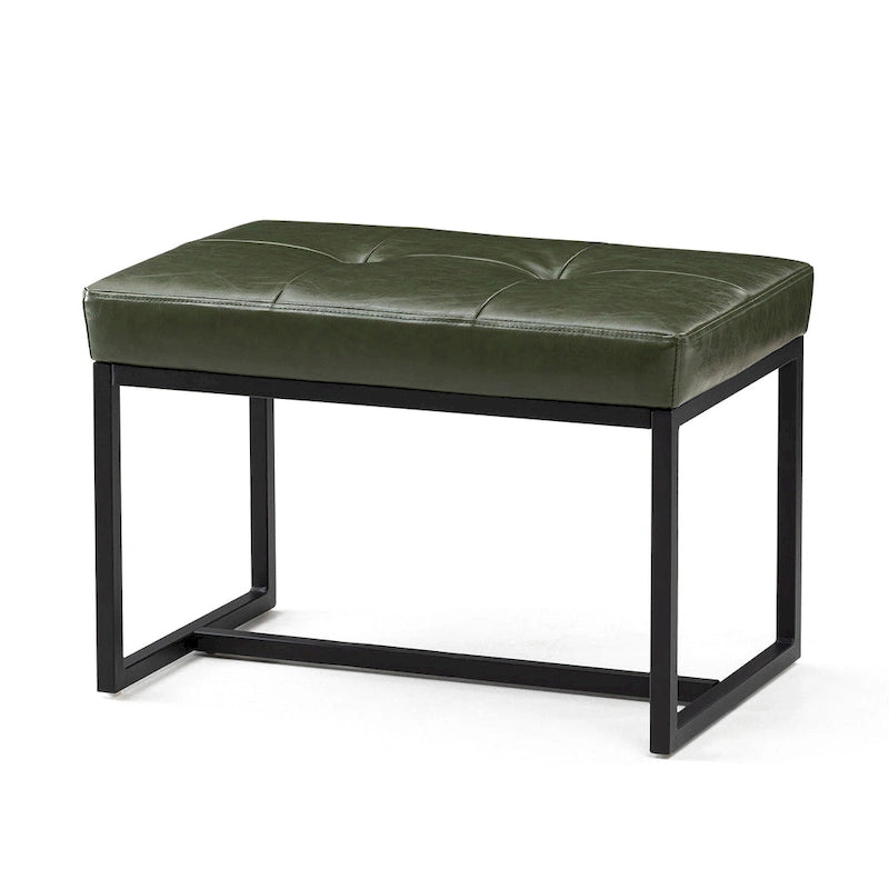 Pouf ottoman capitonné, simili cuir, une place – Noir / Marron / Vert chasseur / Bleu marine / Fauve