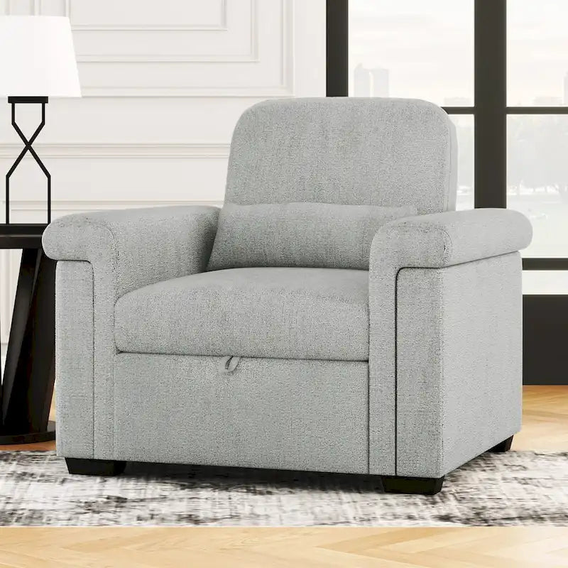 Chaise-lit convertible 3-en-1 gris/beige/bleu foncé, simple