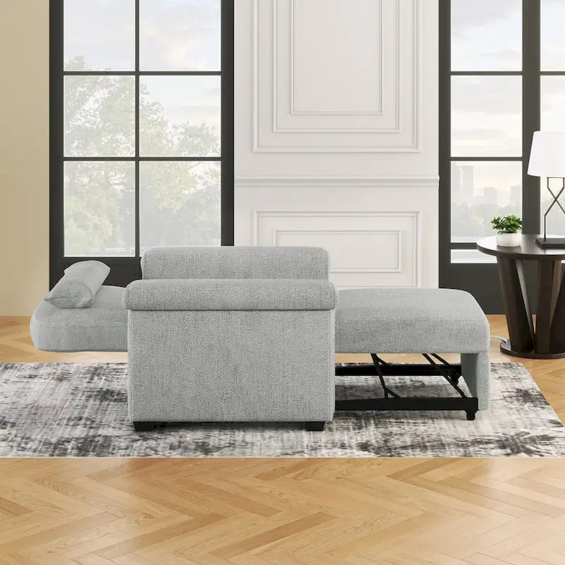 Chaise-lit convertible 3-en-1 gris/beige/bleu foncé, simple