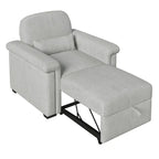 Fauteuil-lit convertible 3-en-1 gris / beige / bleu foncé, simple