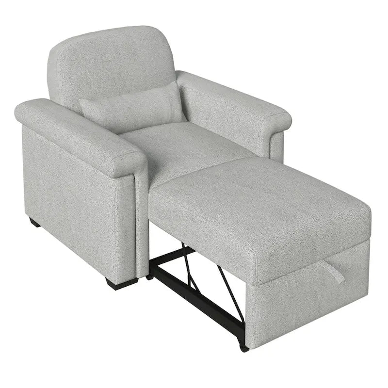 Fauteuil-lit convertible 3-en-1 gris / beige / bleu foncé, simple