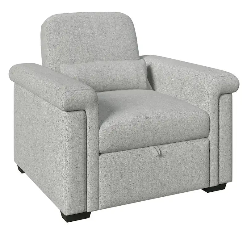 Fauteuil-lit convertible 3-en-1 gris / beige / bleu foncé, simple