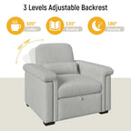 Fauteuil-lit convertible 3-en-1 gris / beige / bleu foncé, simple
