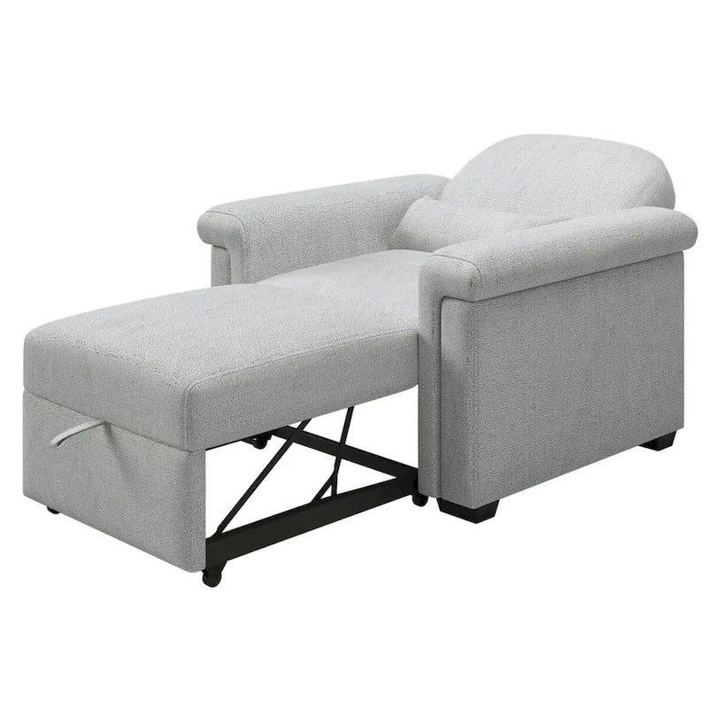 Fauteuil-lit convertible 3-en-1 gris / beige / bleu foncé, simple