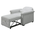 Fauteuil-lit convertible 3-en-1 gris / beige / bleu foncé, simple
