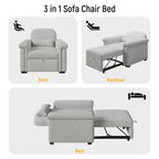 Fauteuil-lit convertible 3-en-1 gris / beige / bleu foncé, simple