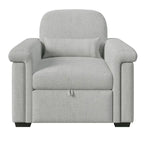 Fauteuil-lit convertible 3-en-1 gris / beige / bleu foncé, simple