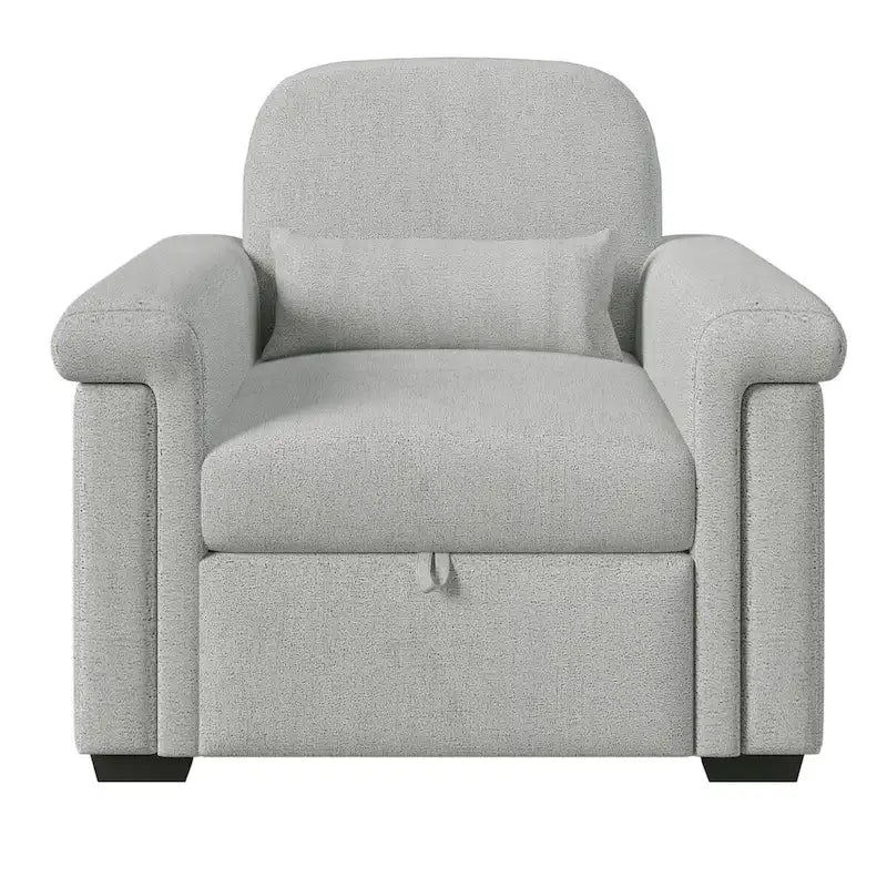 Fauteuil-lit convertible 3-en-1 gris / beige / bleu foncé, simple
