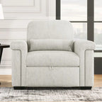 Fauteuil-lit convertible 3-en-1 gris / beige / bleu foncé, simple