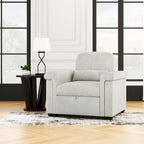 Fauteuil-lit convertible 3-en-1 gris / beige / bleu foncé, simple