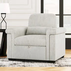 Fauteuil-lit convertible 3-en-1 gris / beige / bleu foncé, simple