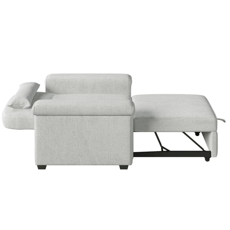 Fauteuil-lit convertible 3-en-1 gris / beige / bleu foncé, simple
