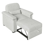 Fauteuil-lit convertible 3-en-1 gris / beige / bleu foncé, simple