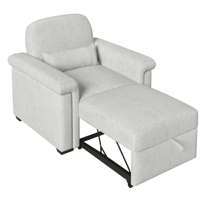 Fauteuil-lit convertible 3-en-1 gris / beige / bleu foncé, simple