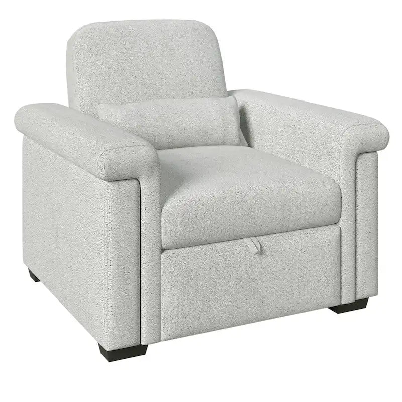 Fauteuil-lit convertible 3-en-1 gris / beige / bleu foncé, simple