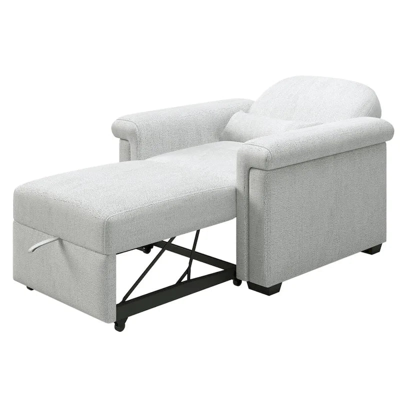 Fauteuil-lit convertible 3-en-1 gris / beige / bleu foncé, simple