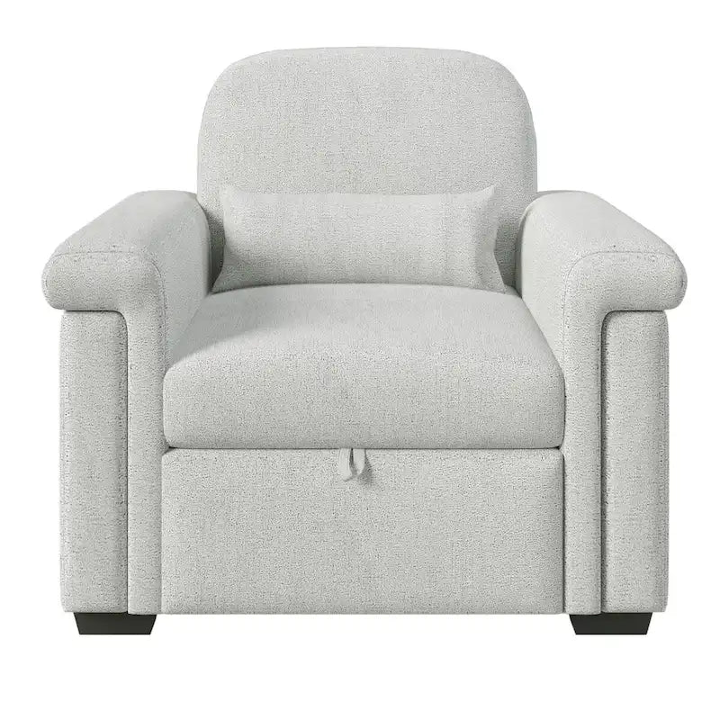 Fauteuil-lit convertible 3-en-1 gris / beige / bleu foncé, simple