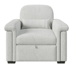 Fauteuil-lit convertible 3-en-1 gris / beige / bleu foncé, simple