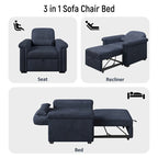 Fauteuil-lit convertible 3-en-1 gris / beige / bleu foncé, simple