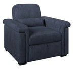 Fauteuil-lit convertible 3-en-1 gris / beige / bleu foncé, simple