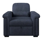 Fauteuil-lit convertible 3-en-1 gris / beige / bleu foncé, simple