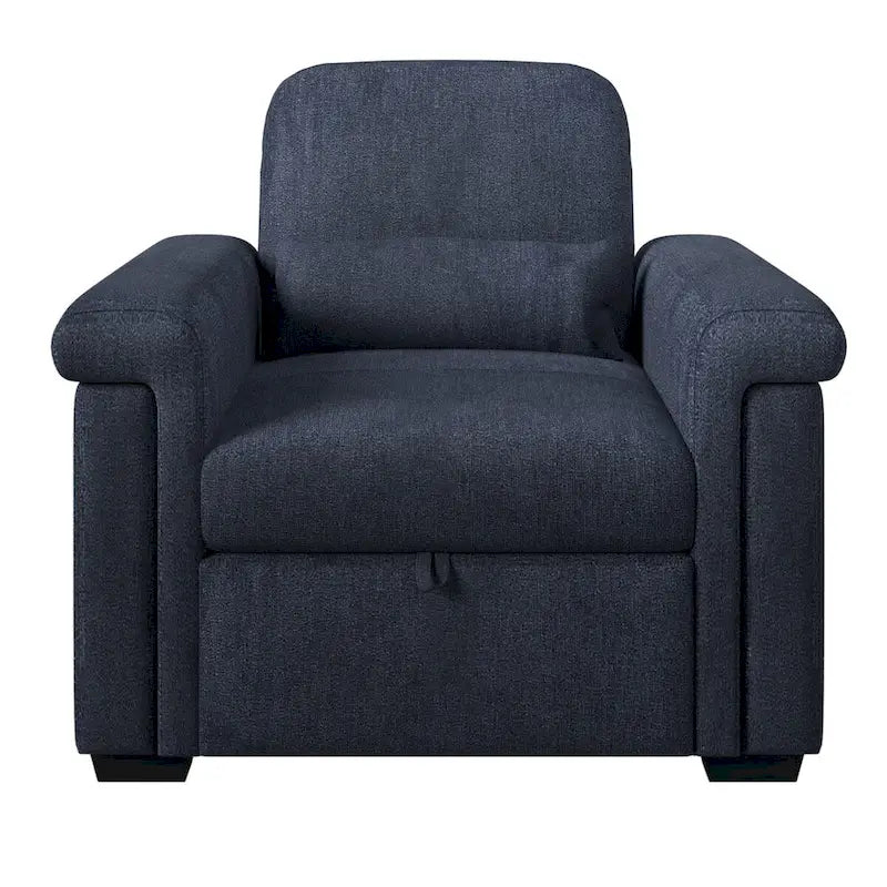 Fauteuil-lit convertible 3-en-1 gris / beige / bleu foncé, simple