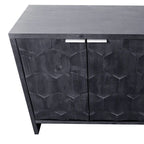 Buffet 4 portes blanc antique / noir avec étagères réglables, montage par 1 personne