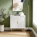Buffet double porte blanc/naturel, style géométrique moderne