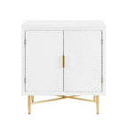 Buffet double porte blanc/naturel, style géométrique moderne