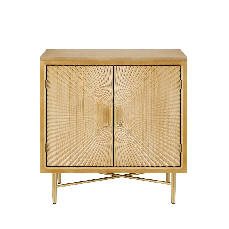 Buffet double porte blanc/naturel, style géométrique moderne