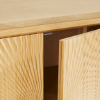 Buffet double porte blanc/naturel, style géométrique moderne