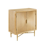 Buffet double porte blanc/naturel, style géométrique moderne