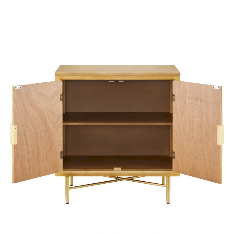 Buffet double porte blanc/naturel, style géométrique moderne