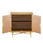 Buffet double porte blanc/naturel, style géométrique moderne