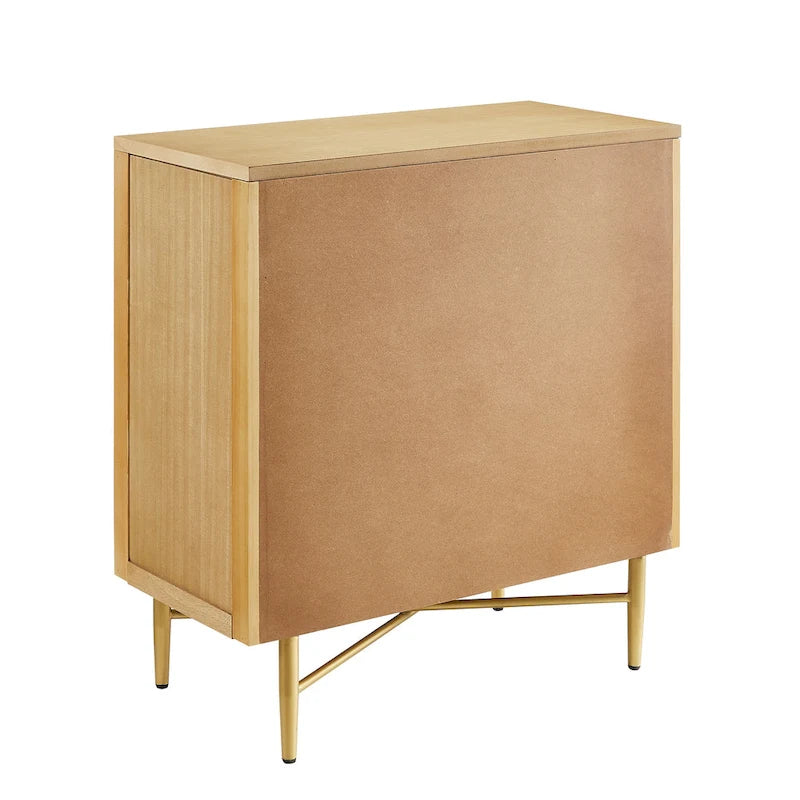 Buffet double porte blanc/naturel, style géométrique moderne