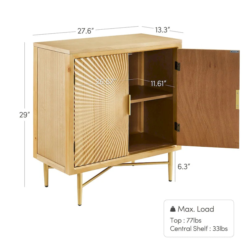 Buffet double porte blanc/naturel, style géométrique moderne