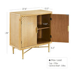 Buffet double porte blanc/naturel, style géométrique moderne