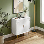 Buffet double porte blanc/naturel, style géométrique moderne