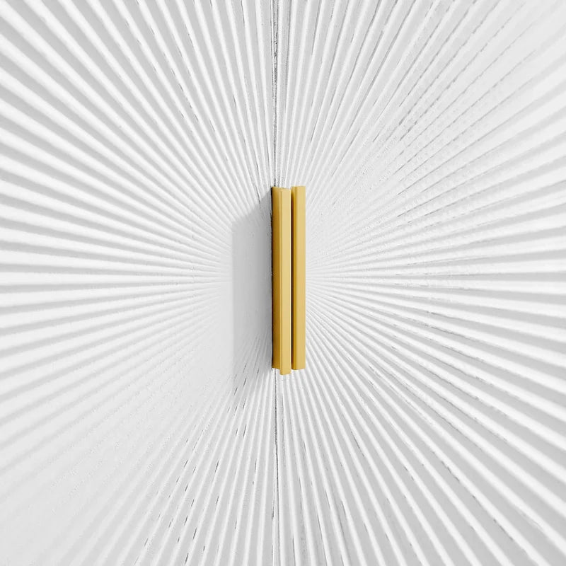 Buffet double porte blanc/naturel, style géométrique moderne