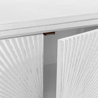 Buffet double porte blanc/naturel, style géométrique moderne