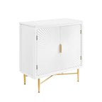 Buffet double porte blanc/naturel, style géométrique moderne